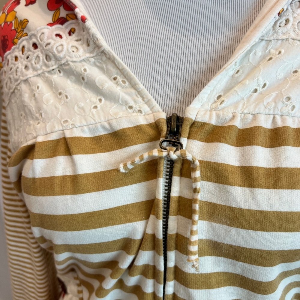 Scrapbook Striped Hoodie with Floral Accents - Picture 6 of 9